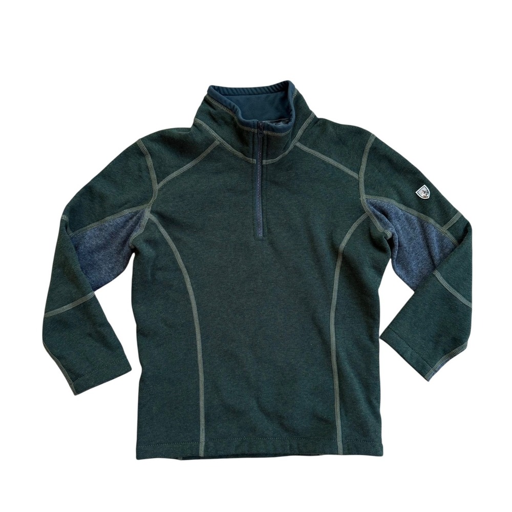 Kuhl Kids Kashmira Quarter Zip Fleece Pullover Green Gray XS 5-6 3507 F18